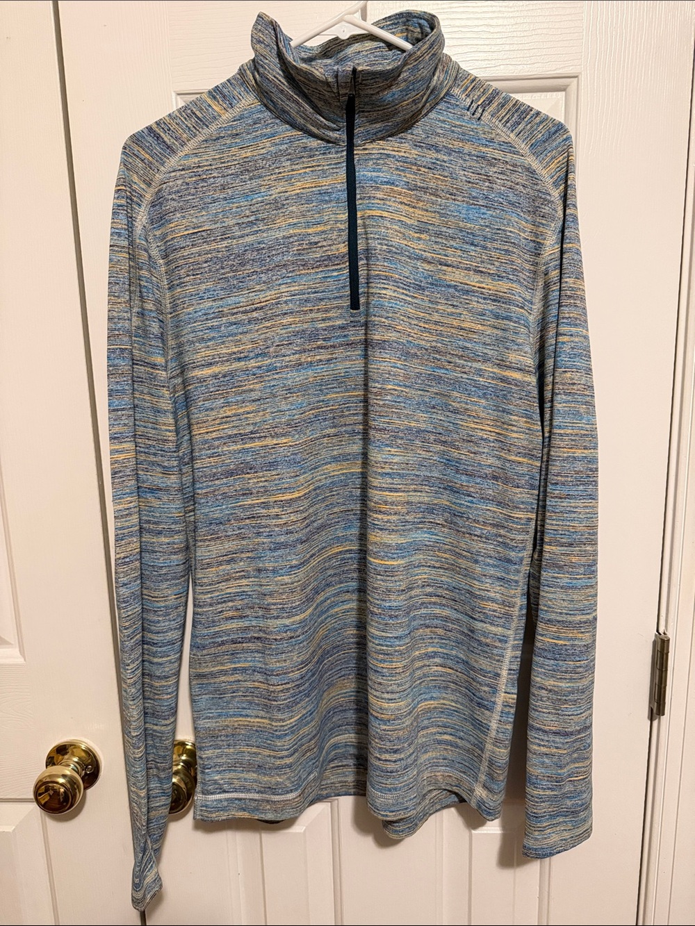 lululemon athletica Blue and Cream Heathered Half-Zip Pullover